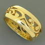 R251 gold carved koru band